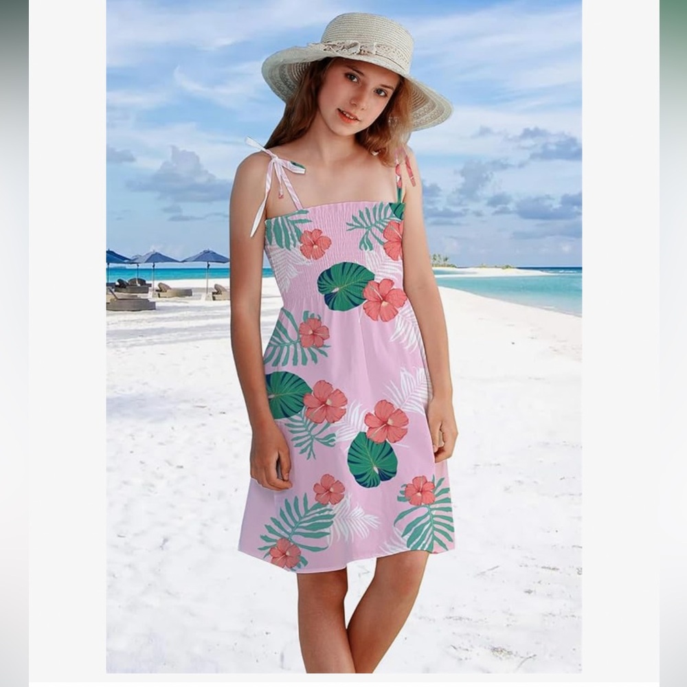 Pink Floral Spaghetti Strap Dress